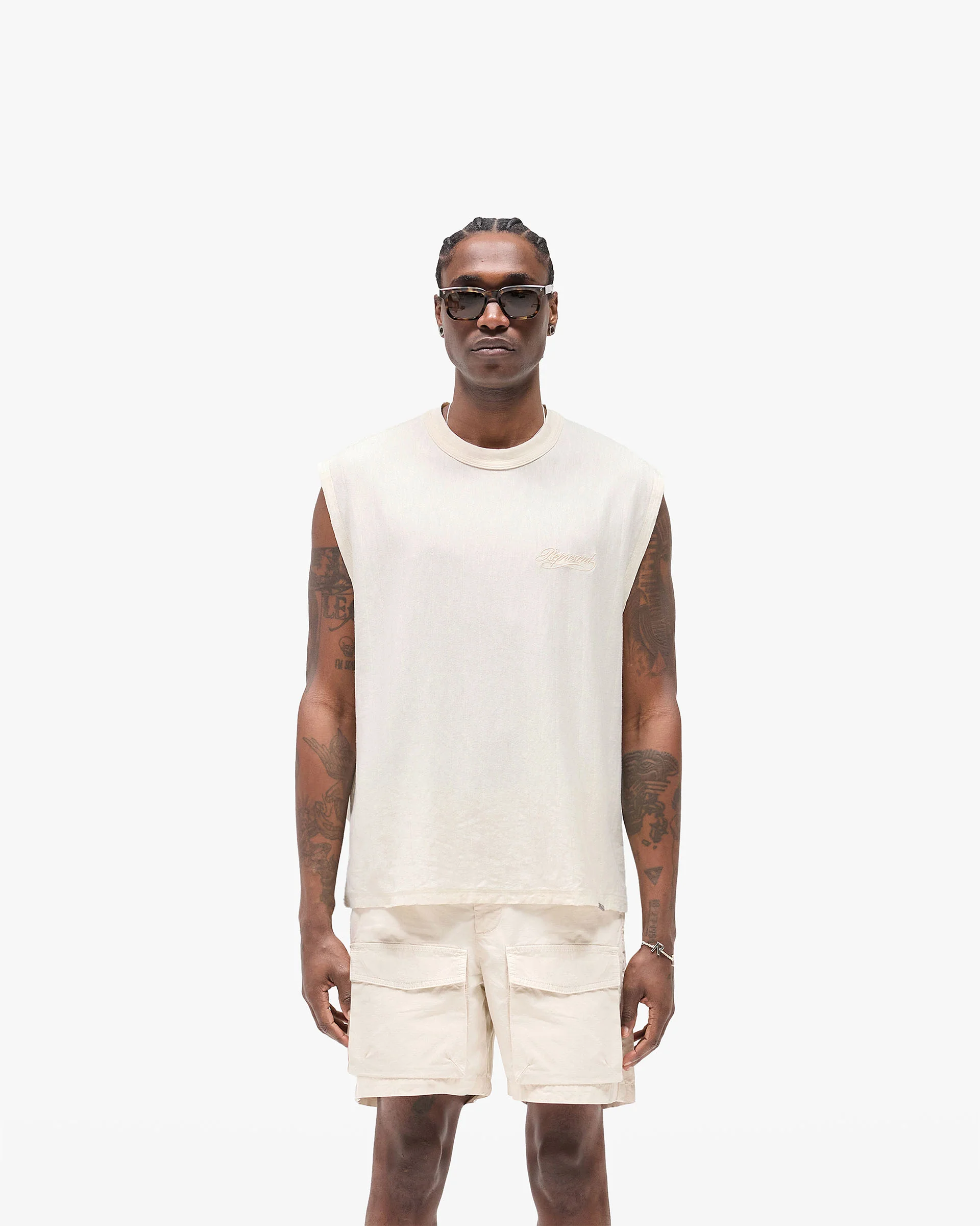 Slub Script Tank - Aged White - Image 3