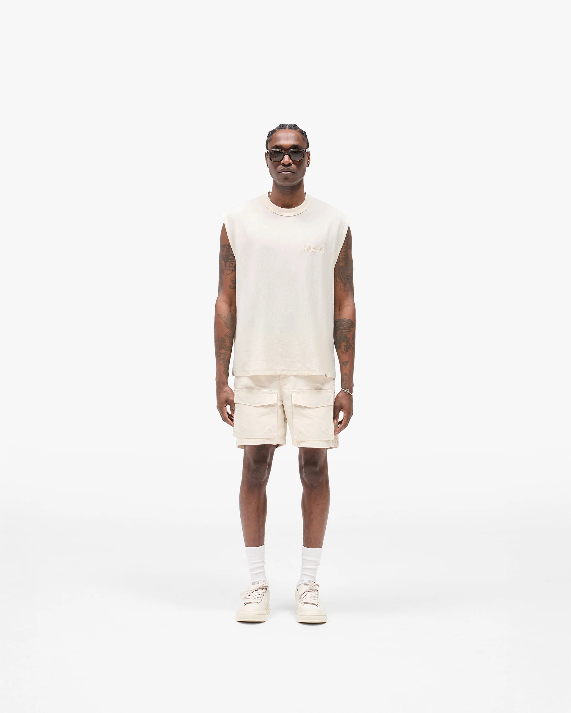 Slub Script Tank - Aged White - Image 5