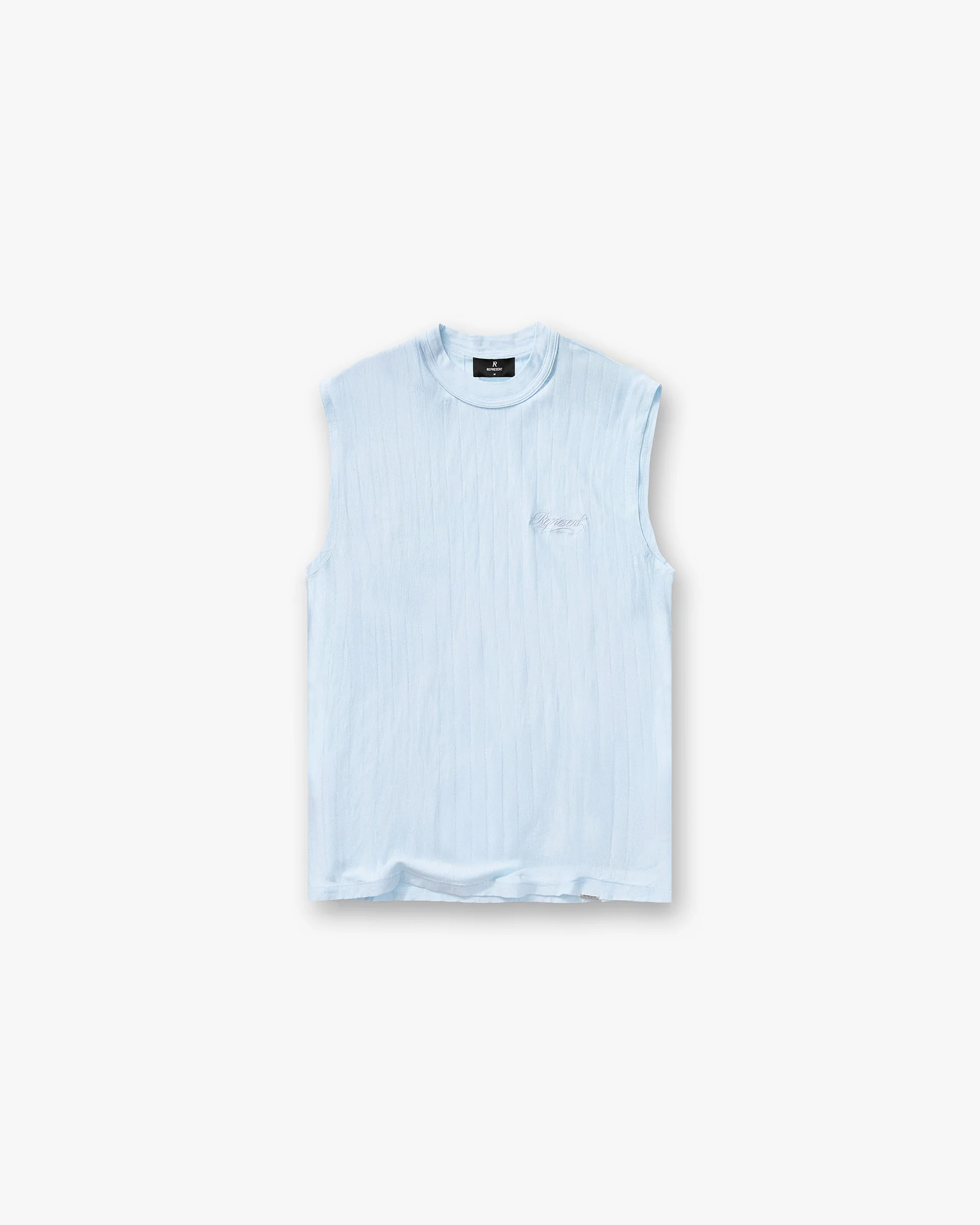 Slub Script Tank - Ice Blue