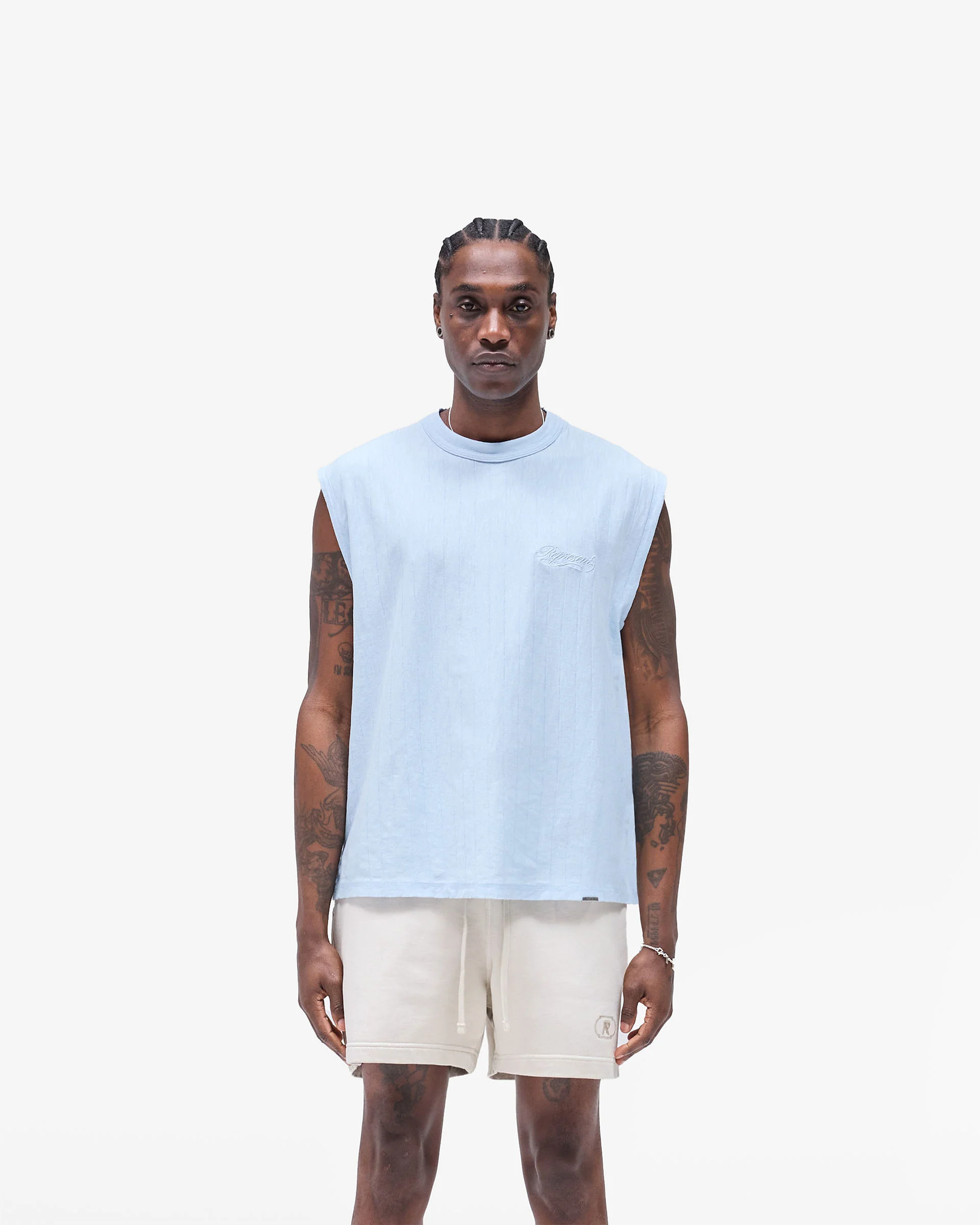 Slub Script Tank - Ice Blue - Image 3