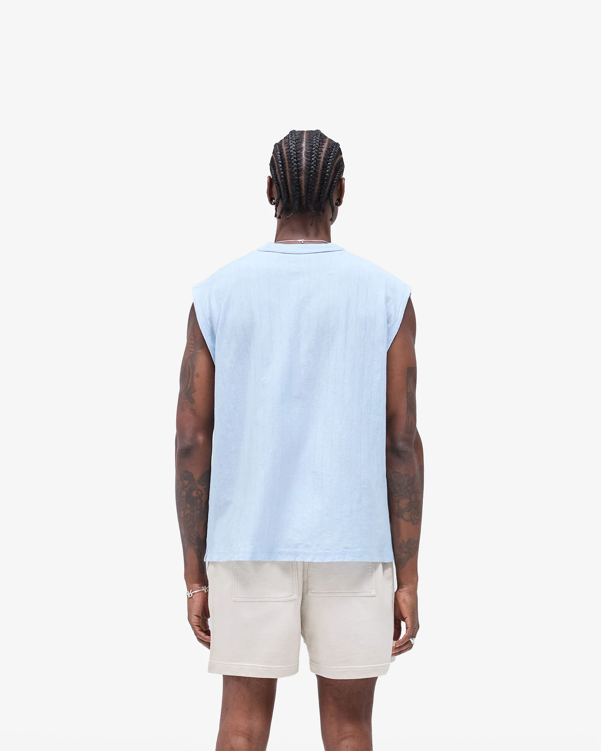 Slub Script Tank - Ice Blue - Image 4
