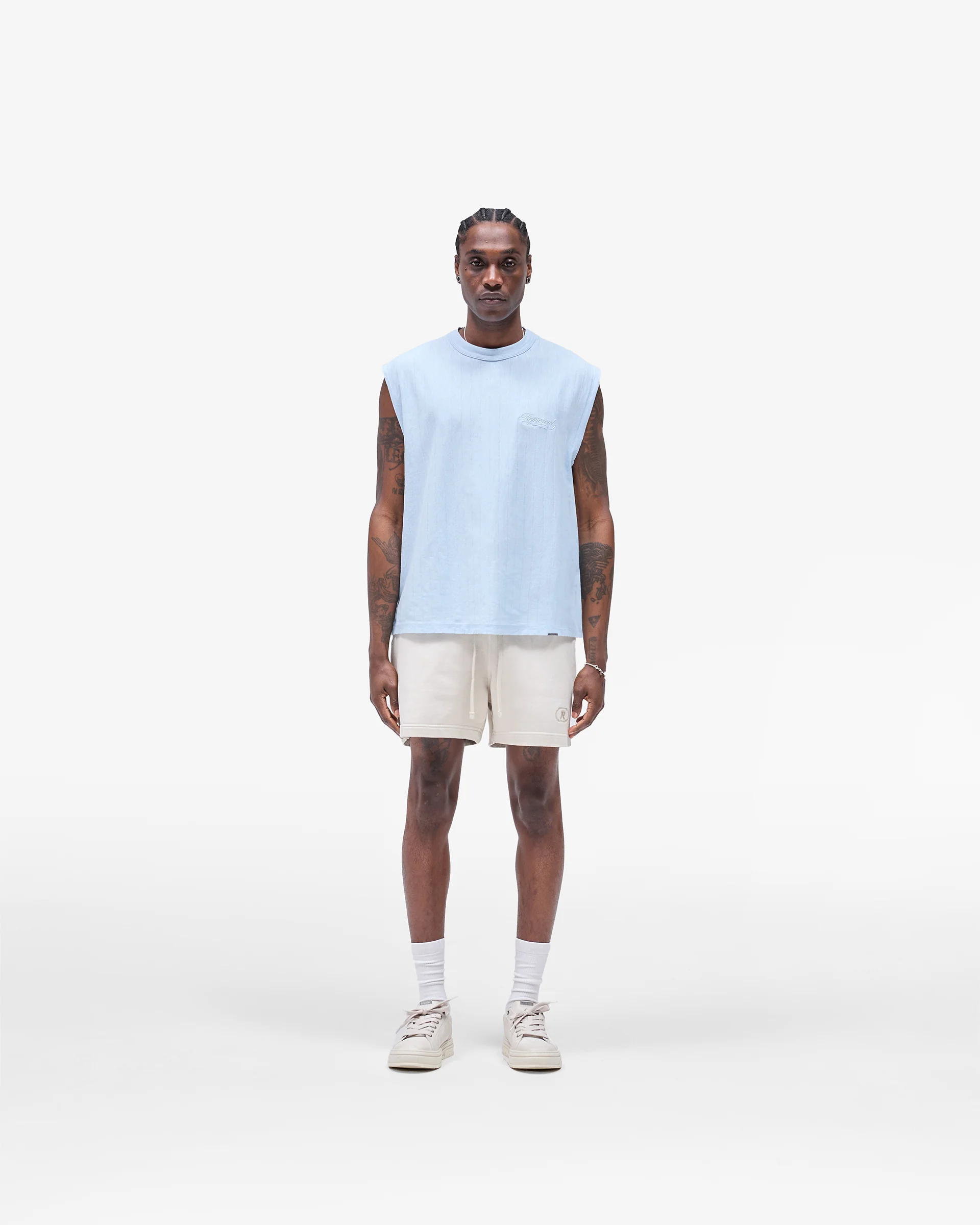 Slub Script Tank - Ice Blue - Image 5