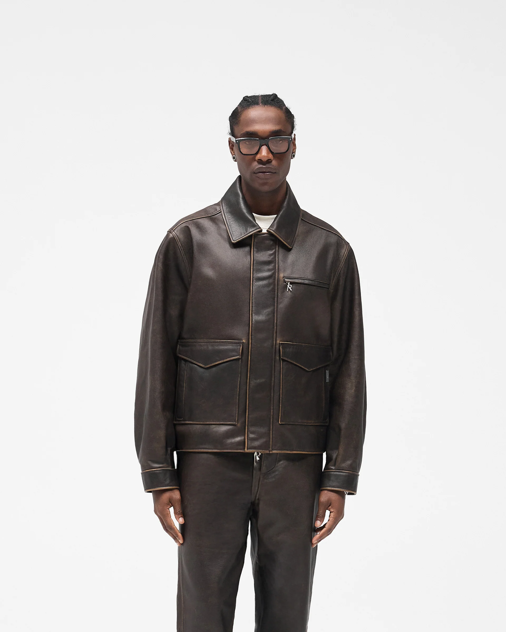 Sunfade Leather Jacket - Nero - Image 3