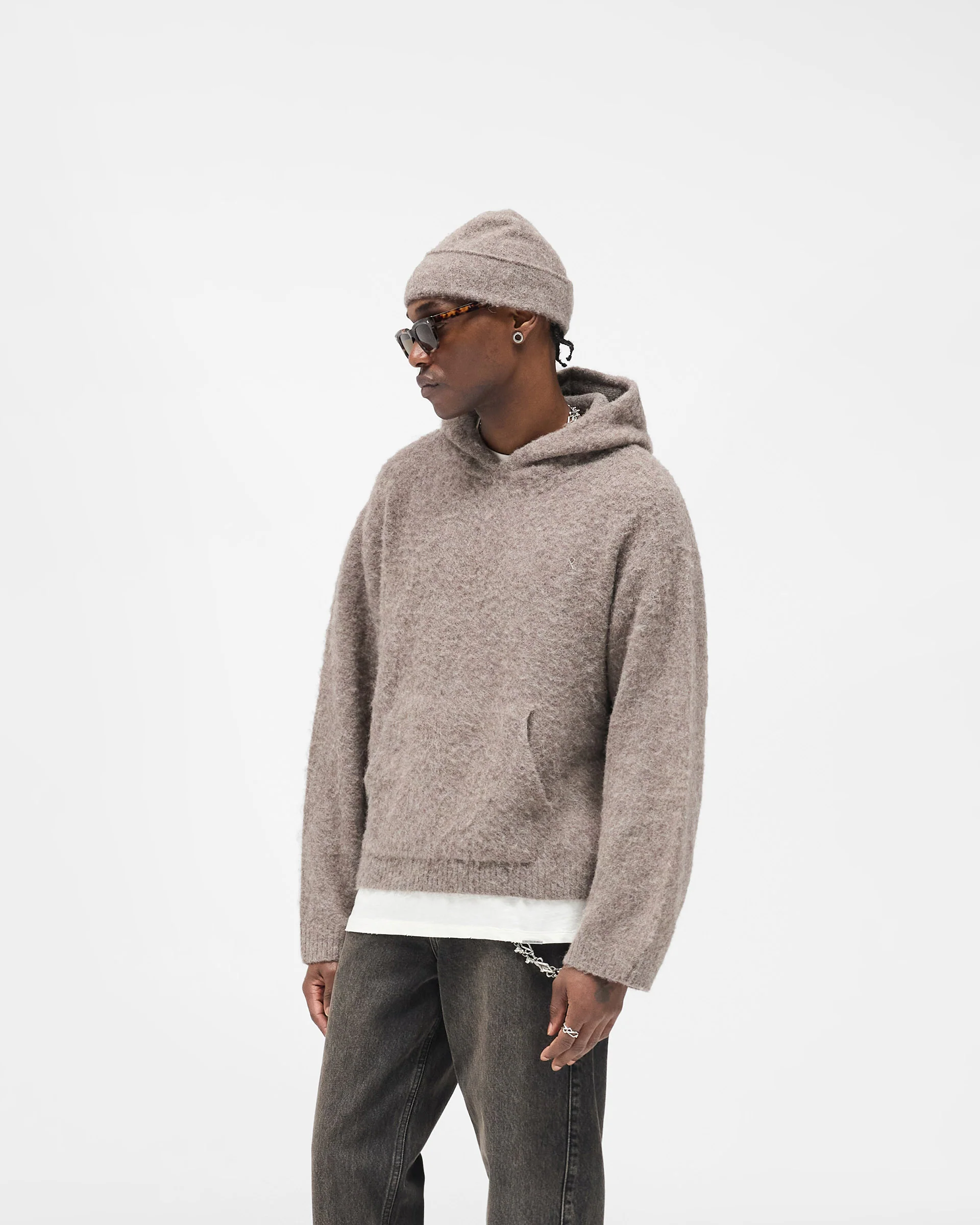 Textured Borg Hoodie - Nero - Image 2