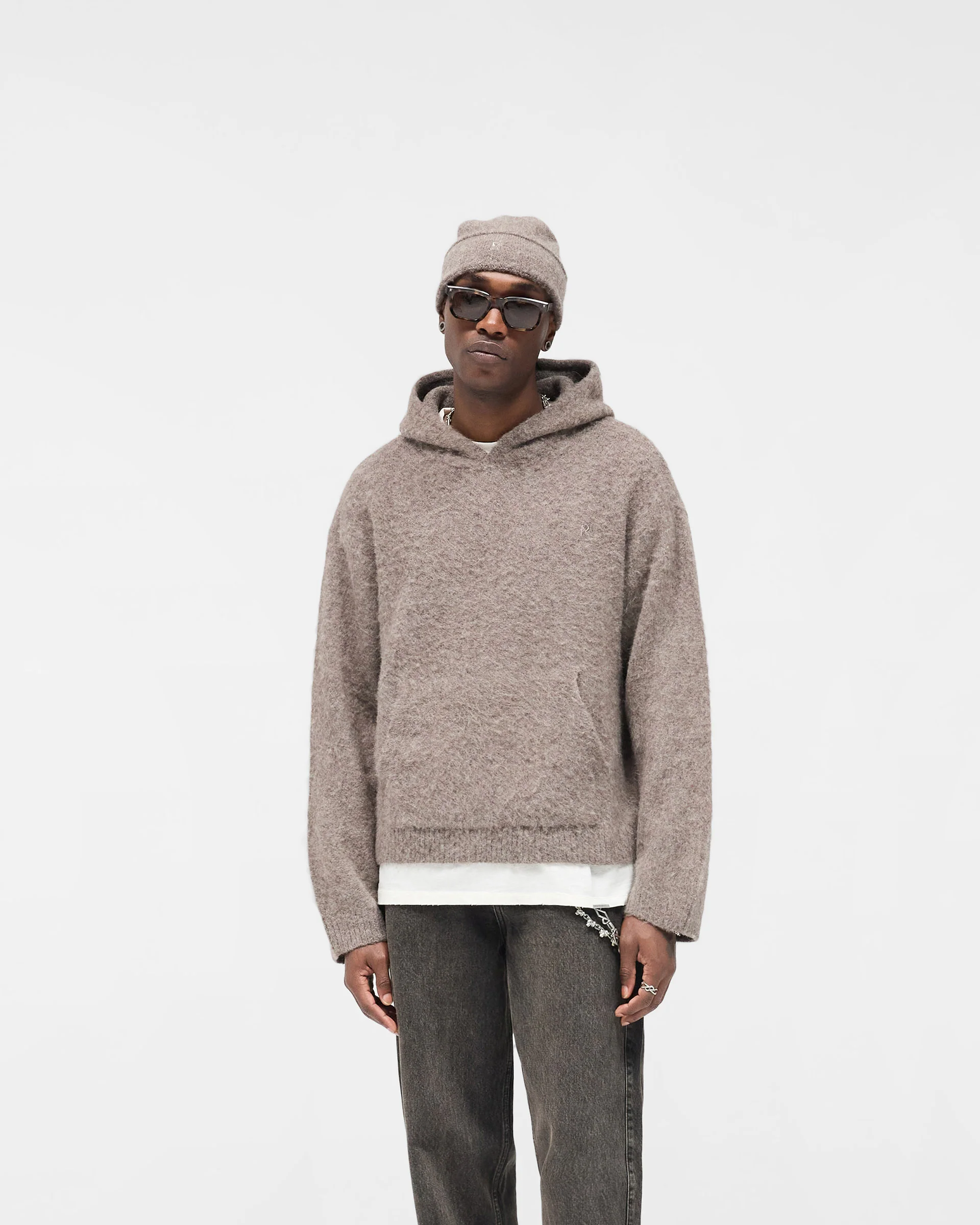 Textured Borg Hoodie - Nero - Image 3