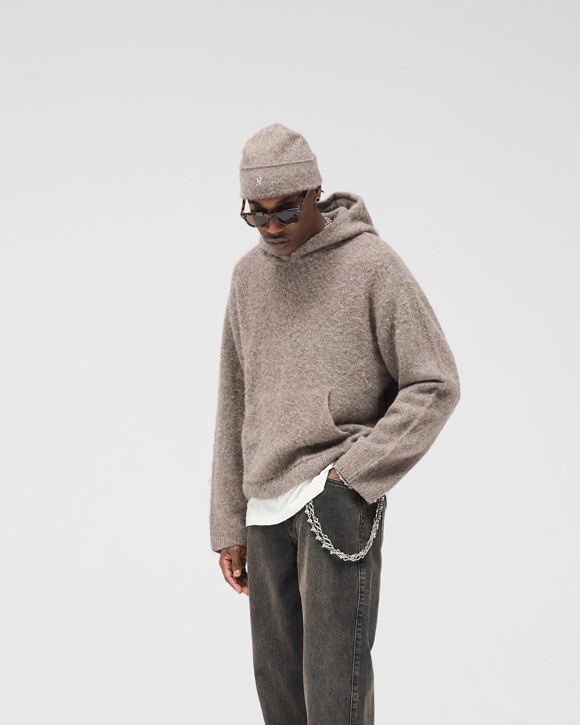 Textured Borg Hoodie - Nero - Image 4