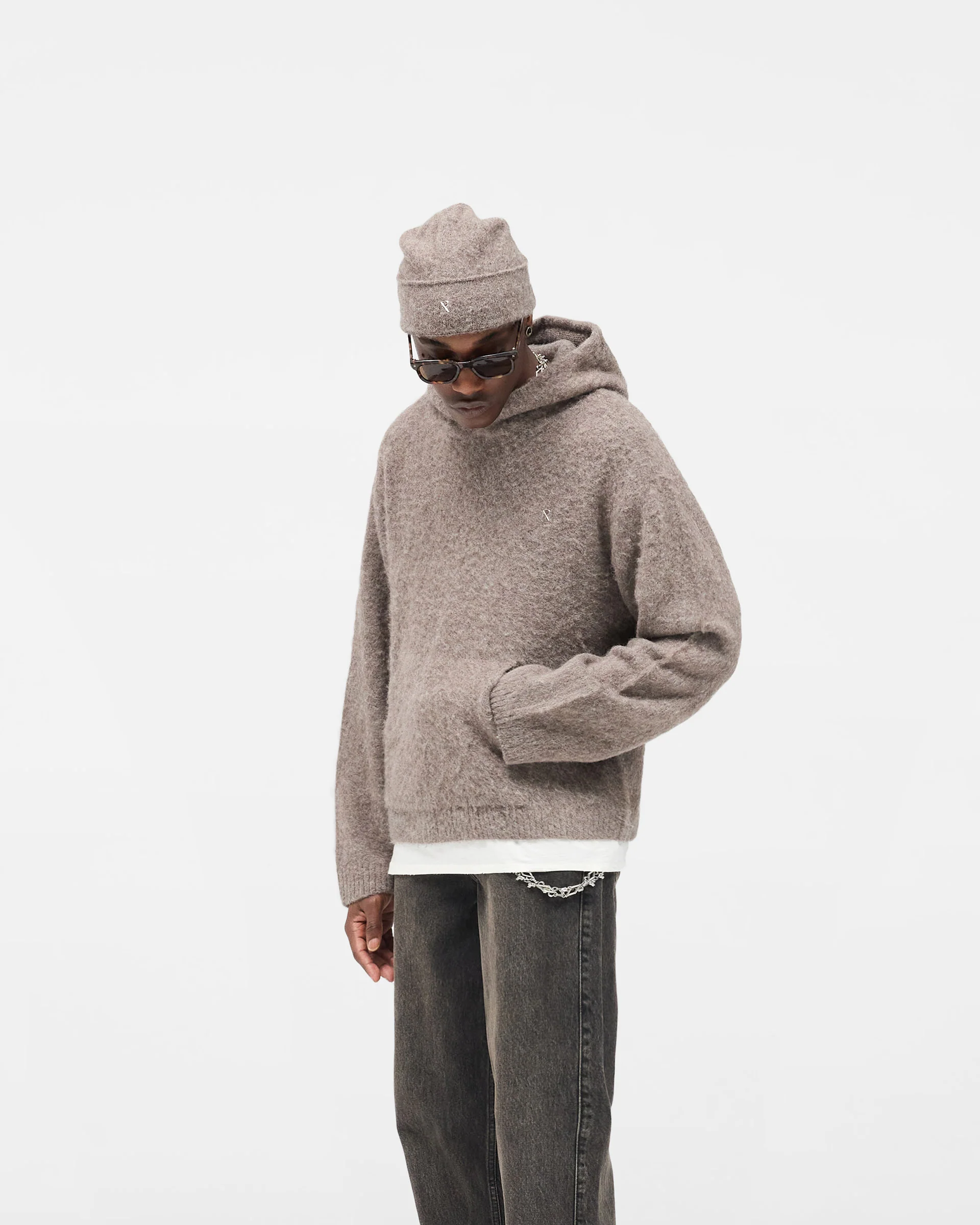 Textured Borg Hoodie - Nero - Image 5