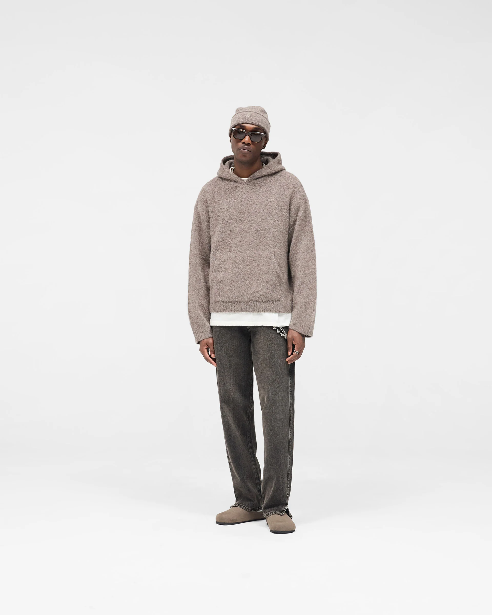 Textured Borg Hoodie - Nero - Image 7