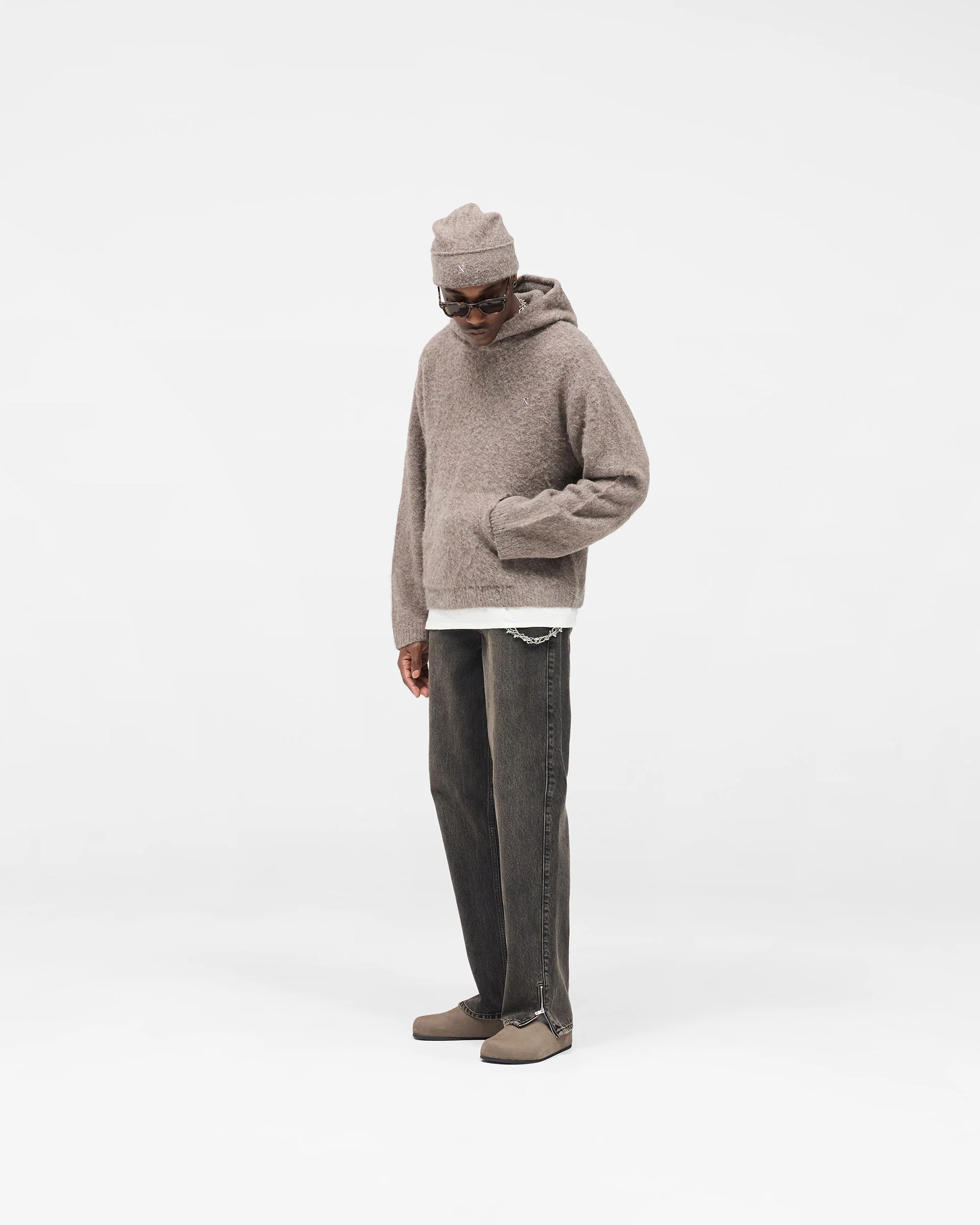 Textured Borg Hoodie - Nero - Image 9