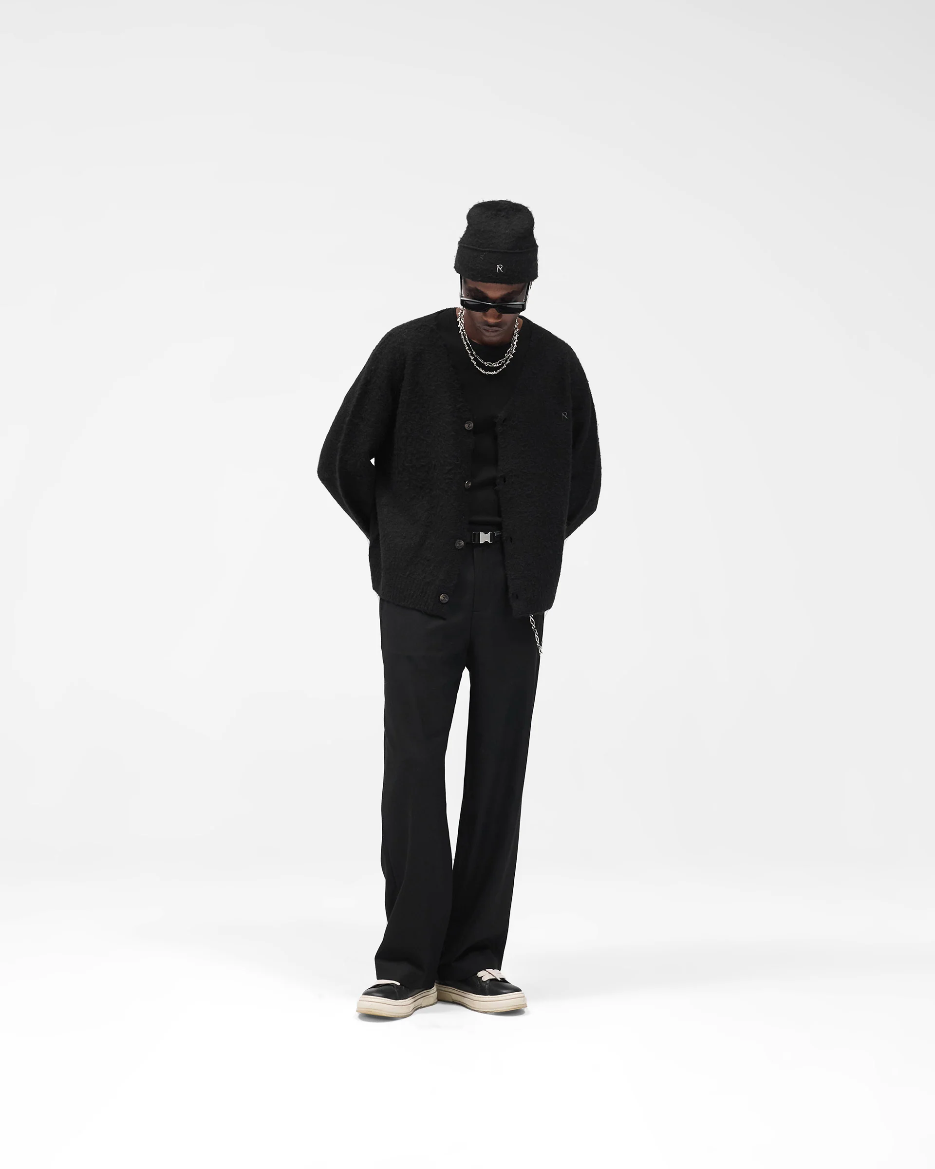 Textured Knit Cardigan - Jet Black - Image 7