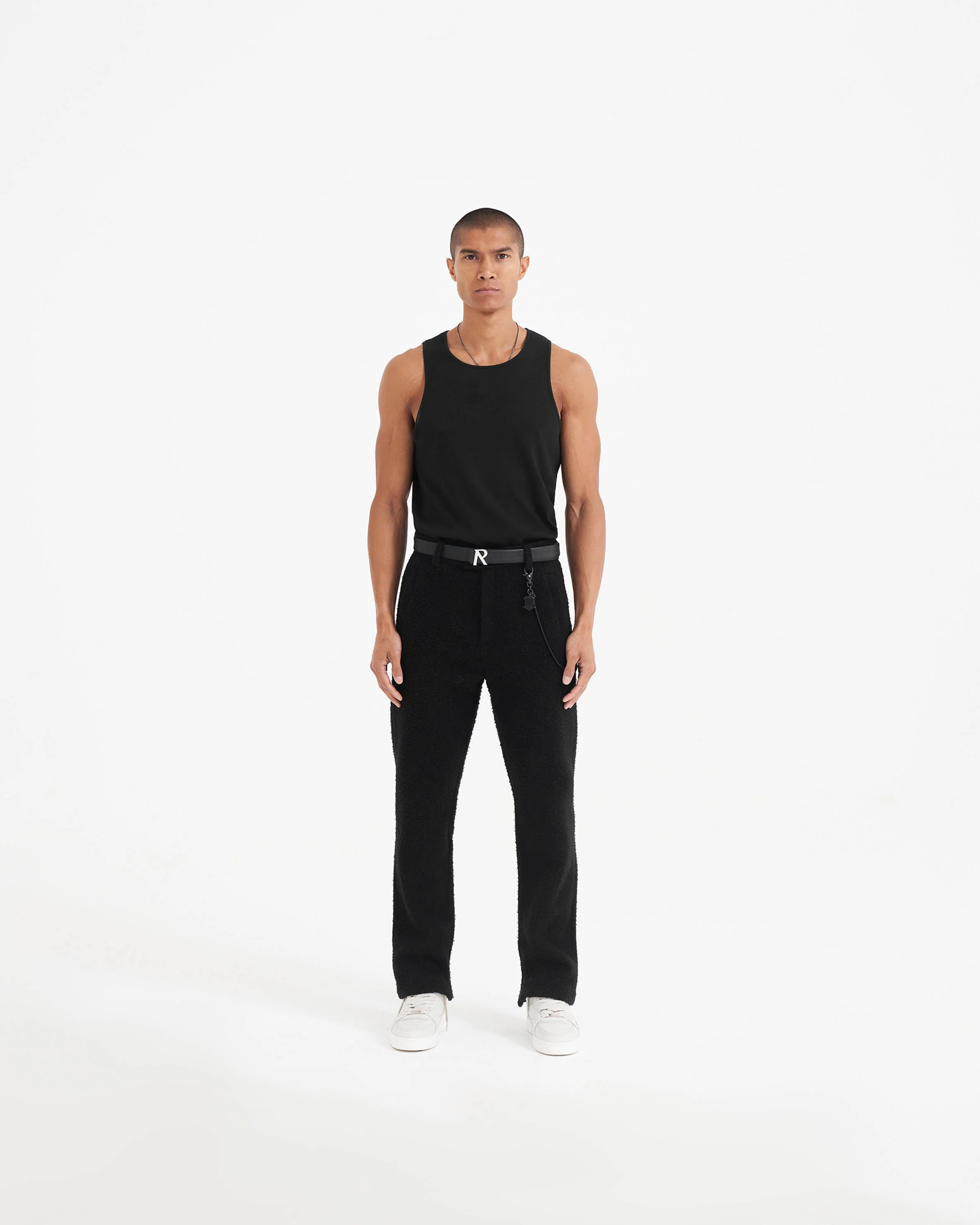 Textured Wool Tailored Pant - Black - Image 3
