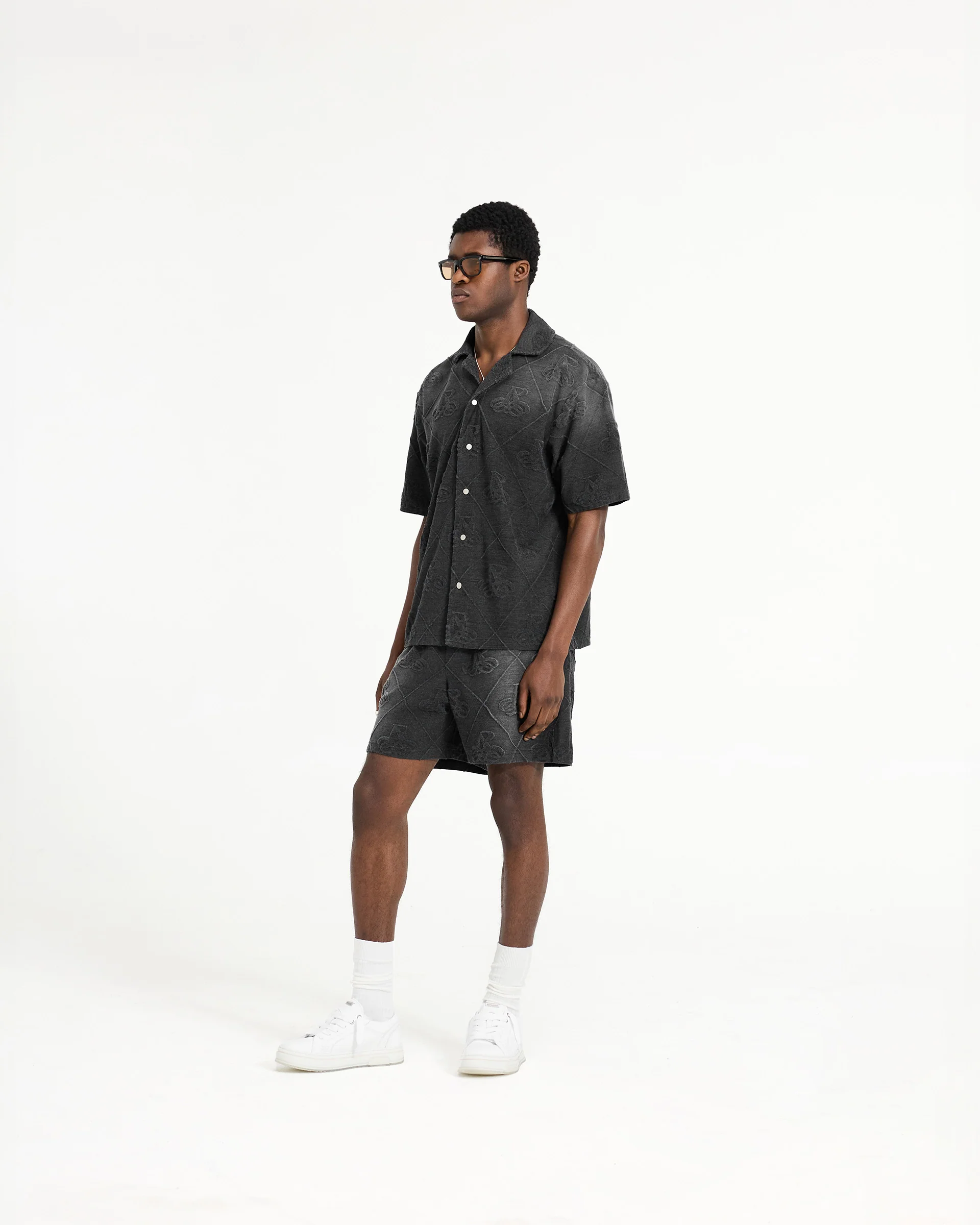 Towelling Shirt - Jet Black - Image 6