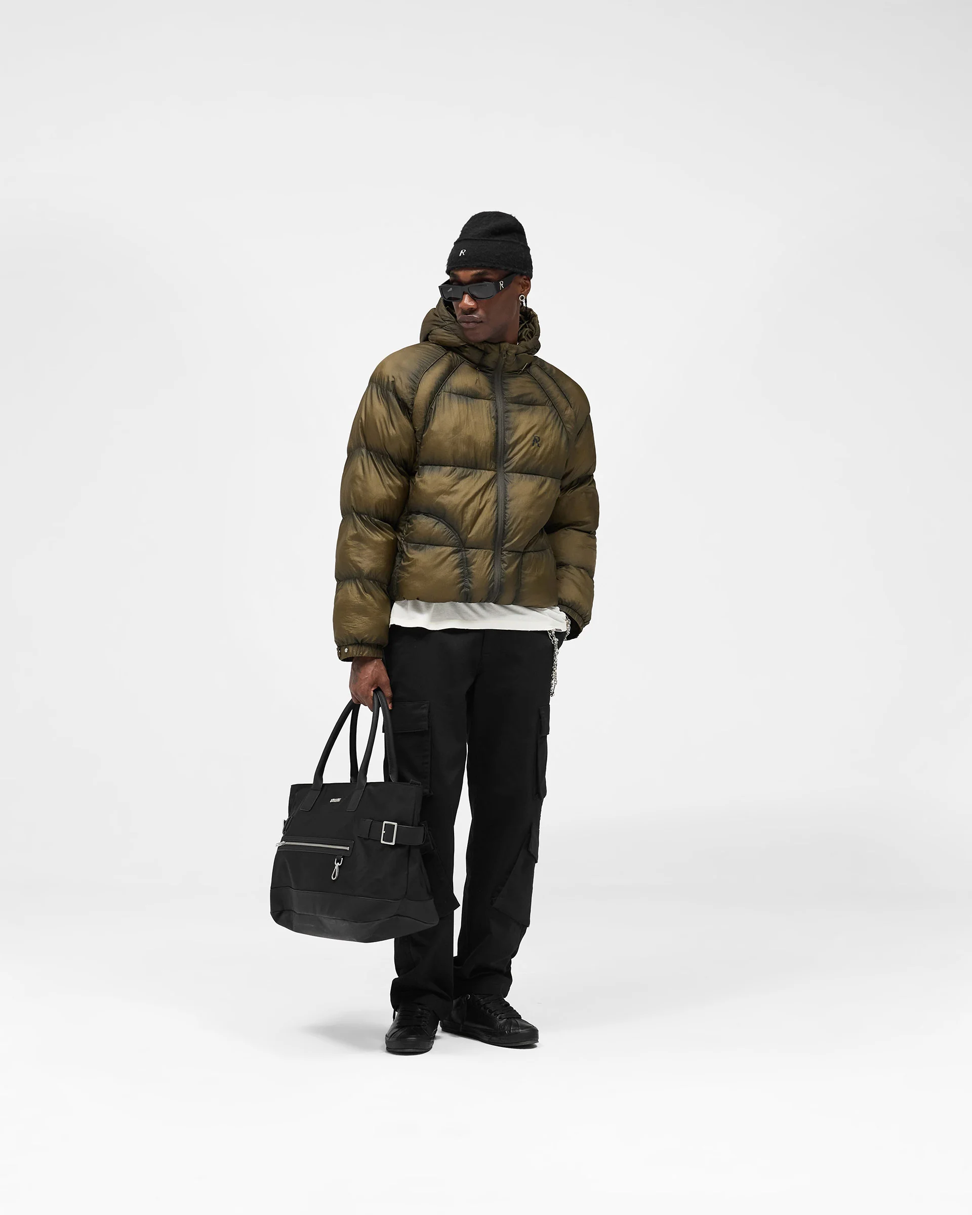 Translucent Hooded Puffer - Dark Olive - Image 5