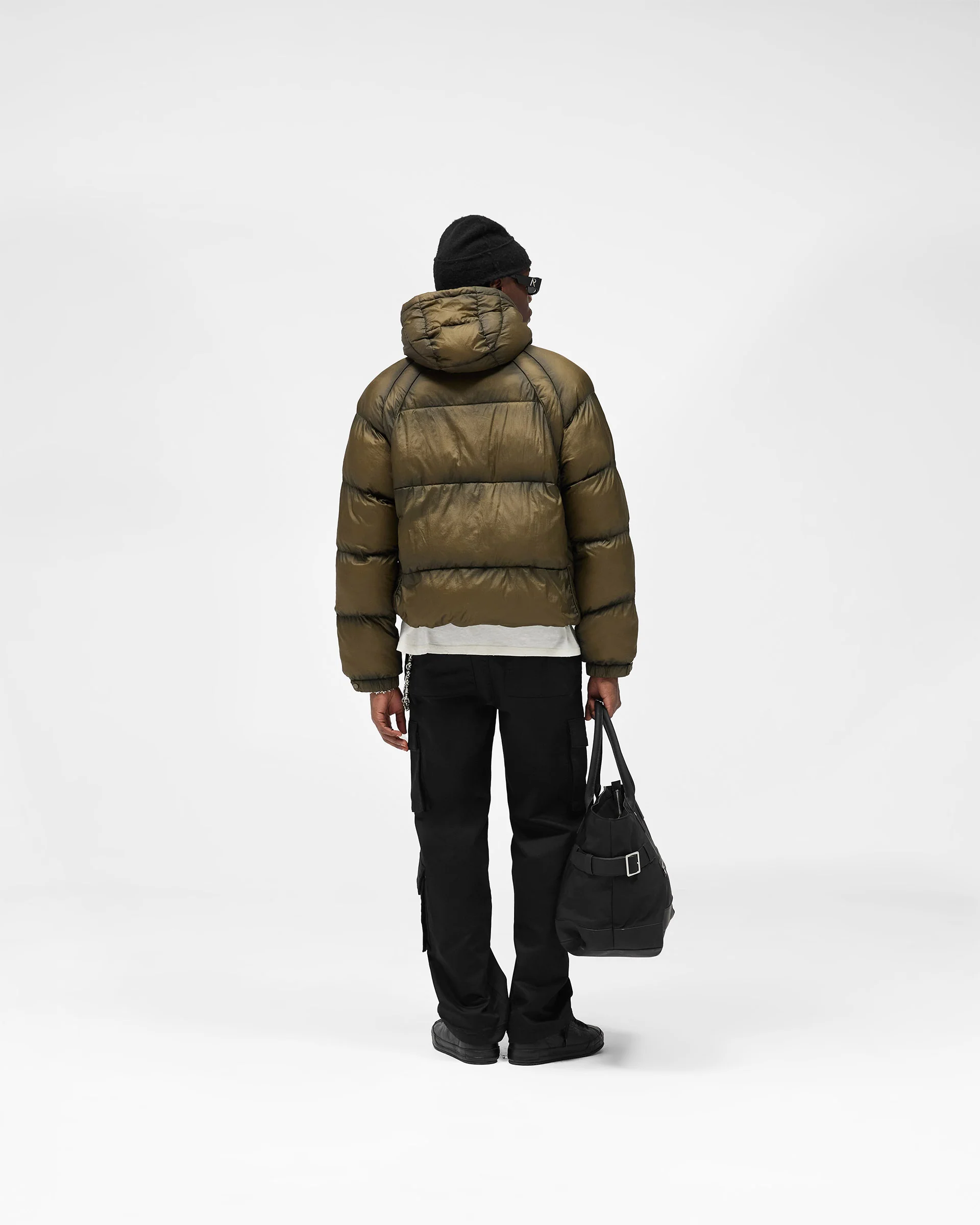 Translucent Hooded Puffer - Dark Olive - Image 7