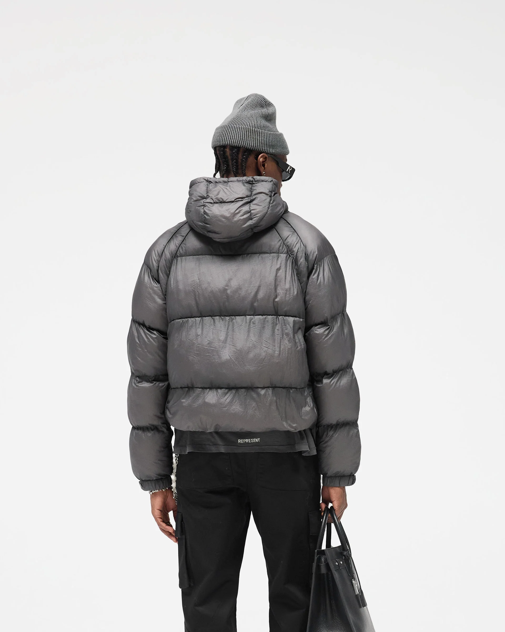 Translucent Hooded Puffer - Washed Black - Image 5