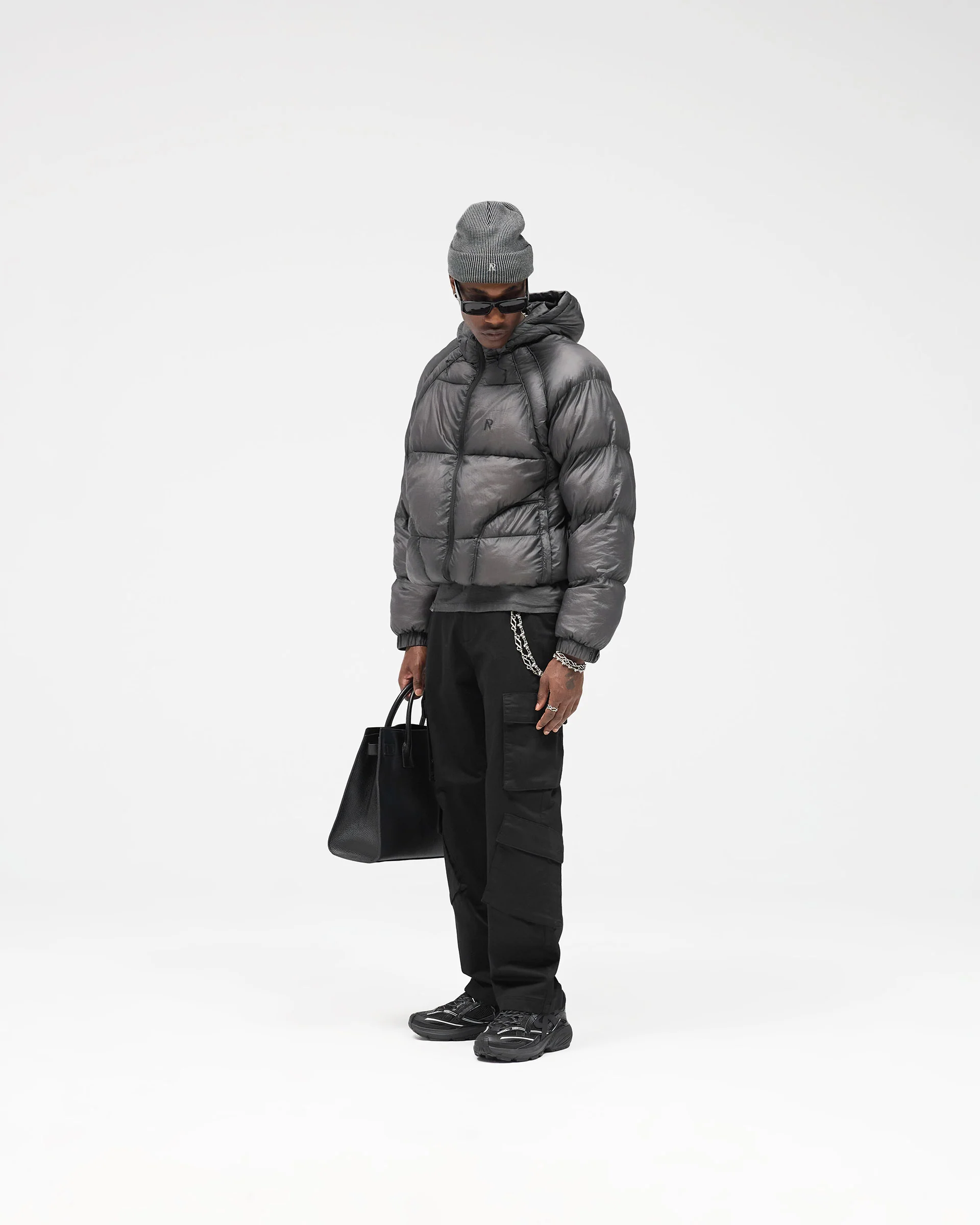 Translucent Hooded Puffer - Washed Black - Image 7