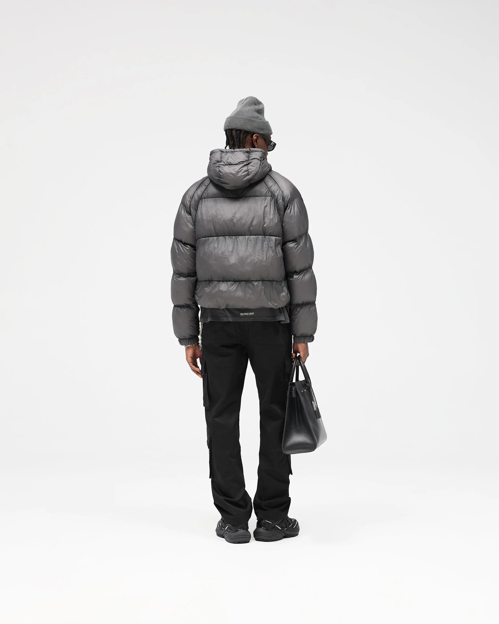 Translucent Hooded Puffer - Washed Black - Image 9
