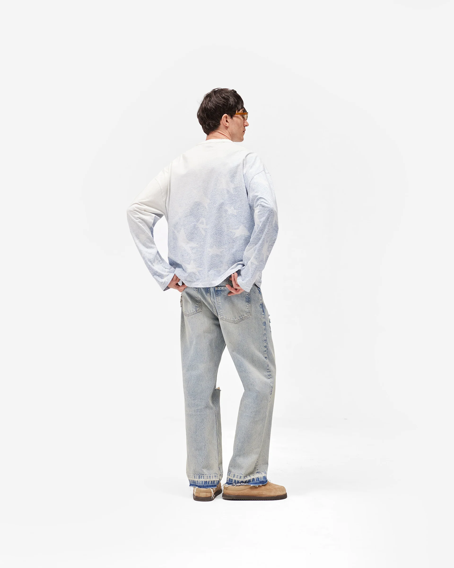 USA Long Sleeve T-Shirt - Washed Blue - Image 10