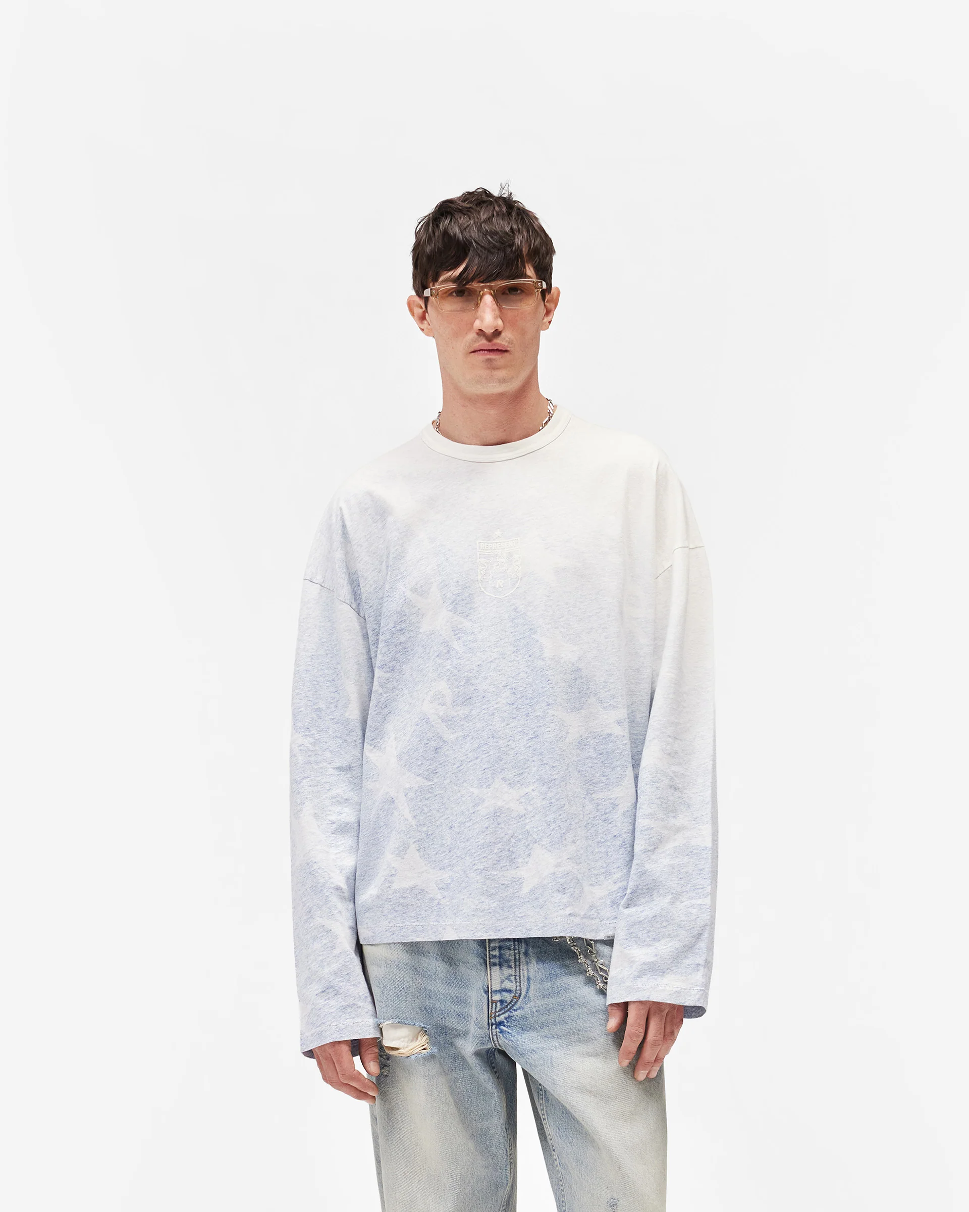 USA Long Sleeve T-Shirt - Washed Blue - Image 2