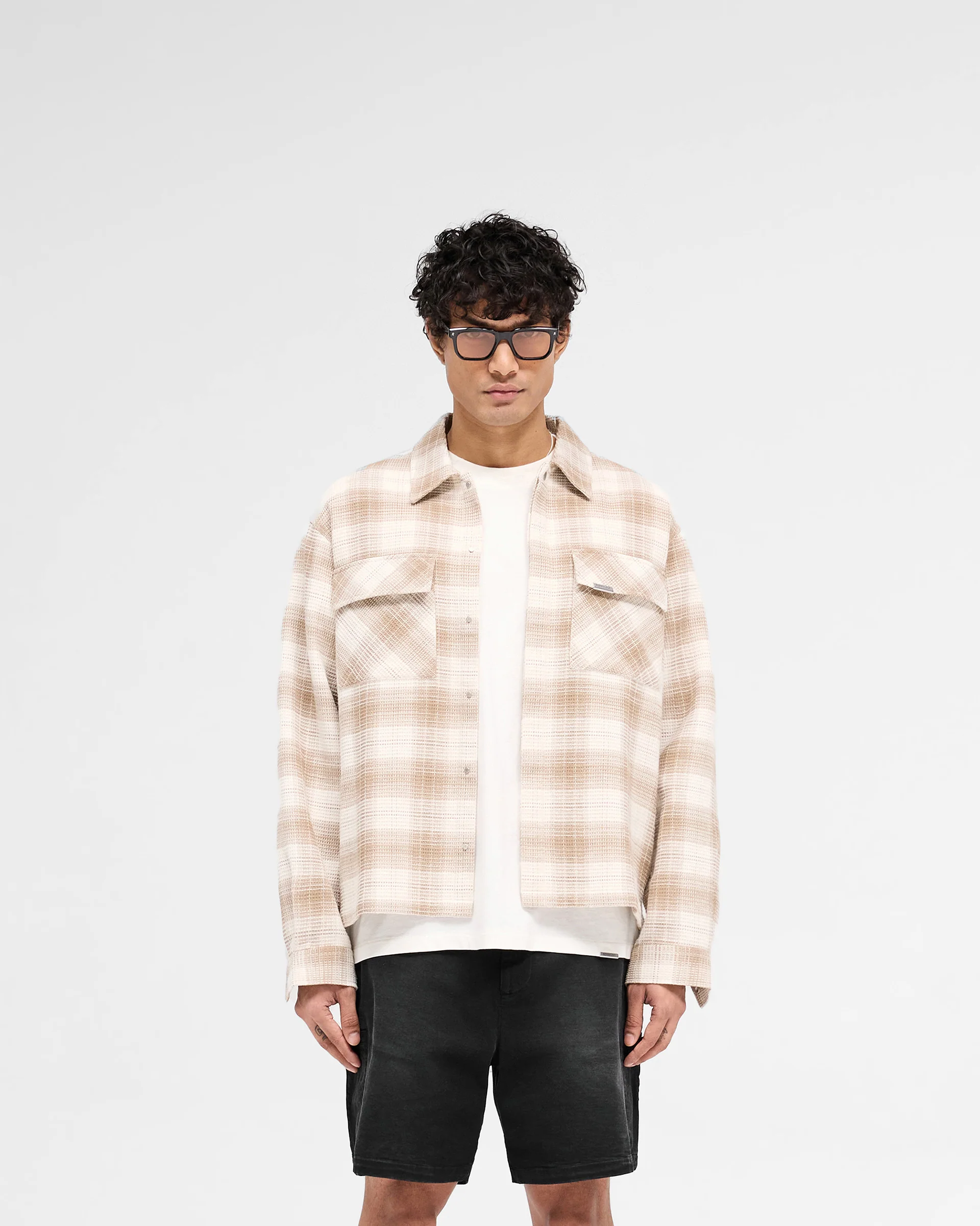 Waffle Flannel Shirt - Mid Brown - Image 3