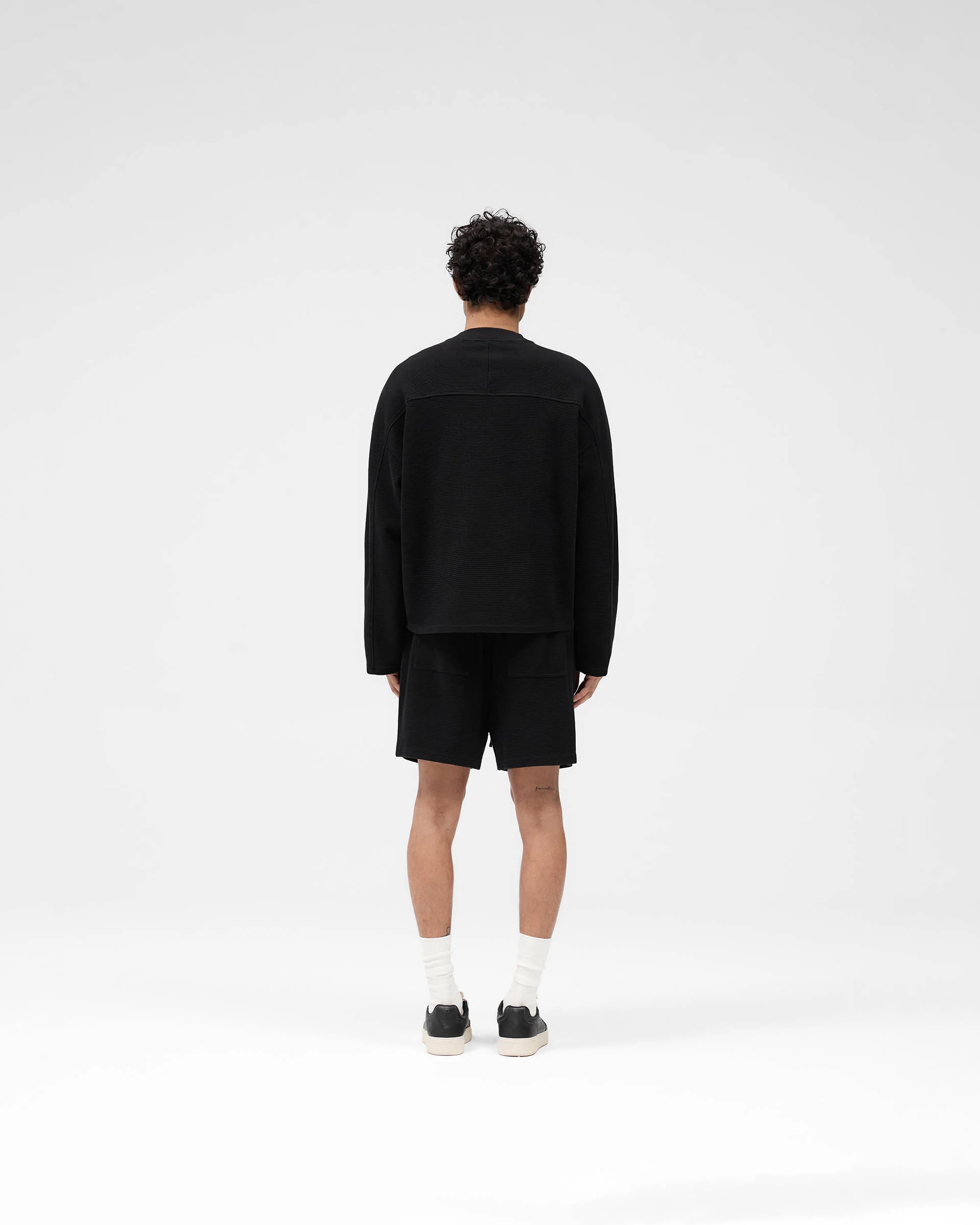 Waffle Long Sleeve T-Shirt - Black - Image 6