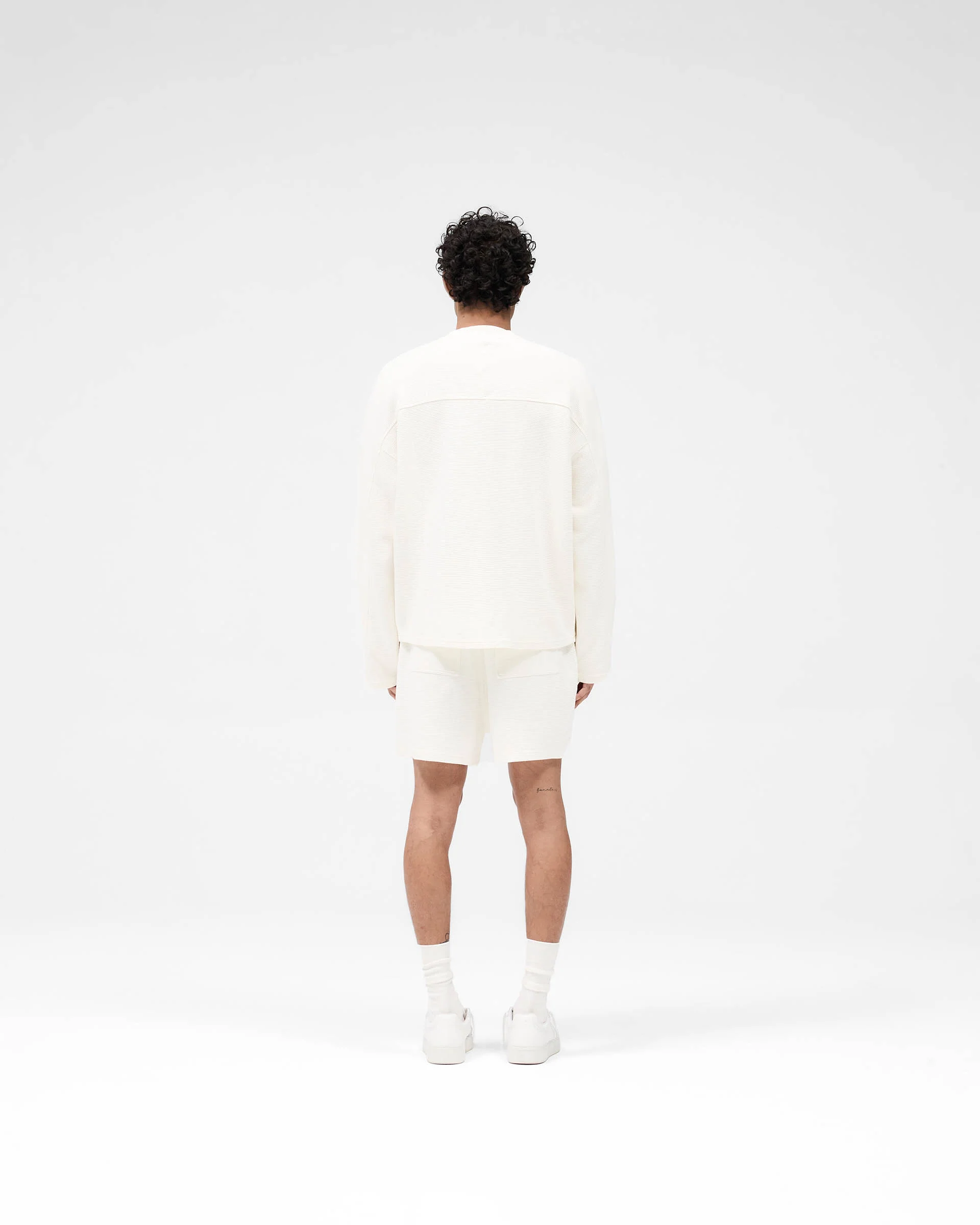 Waffle Long Sleeve T-Shirt - Flat White - Image 6