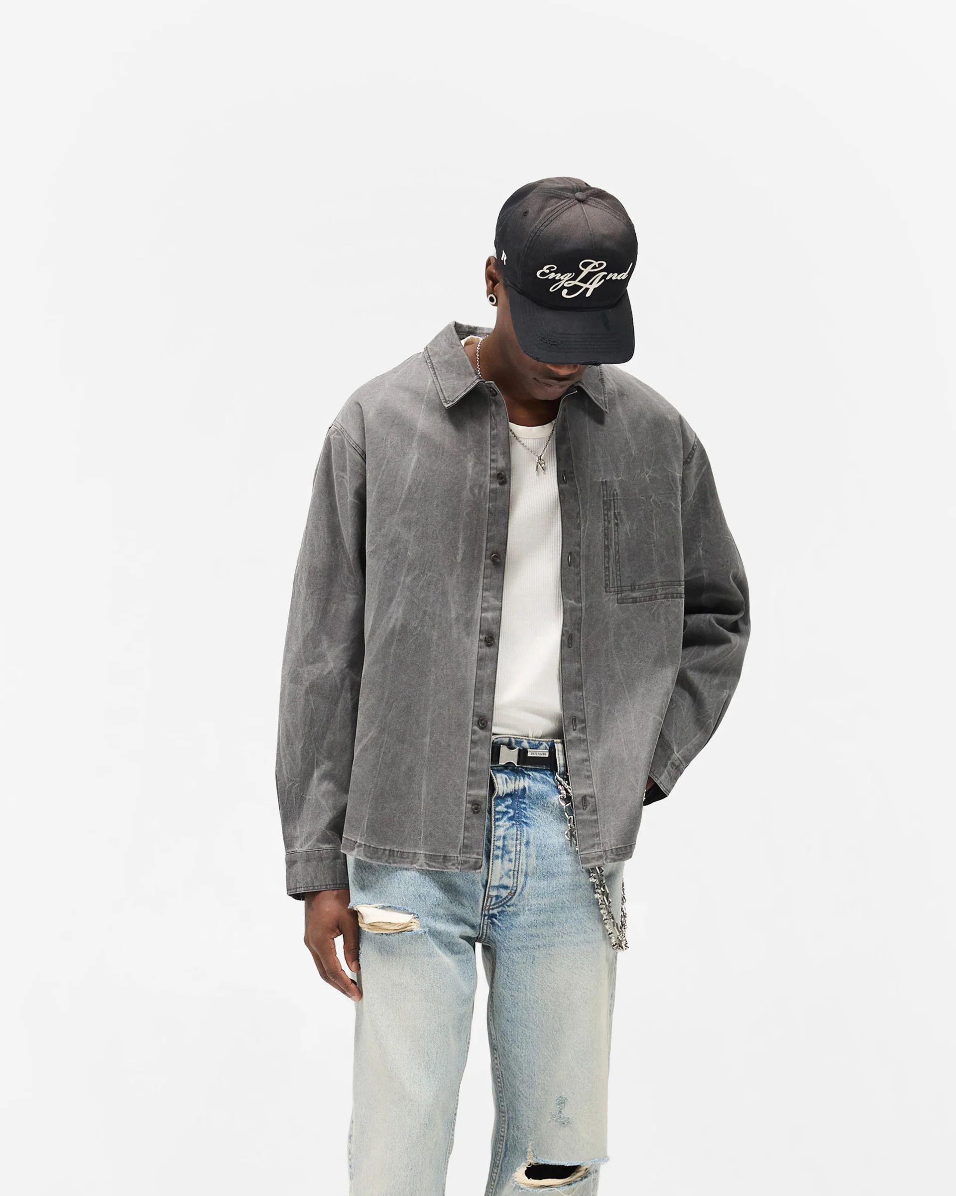 Washed Cotton Shirt - Jet Black - Image 3