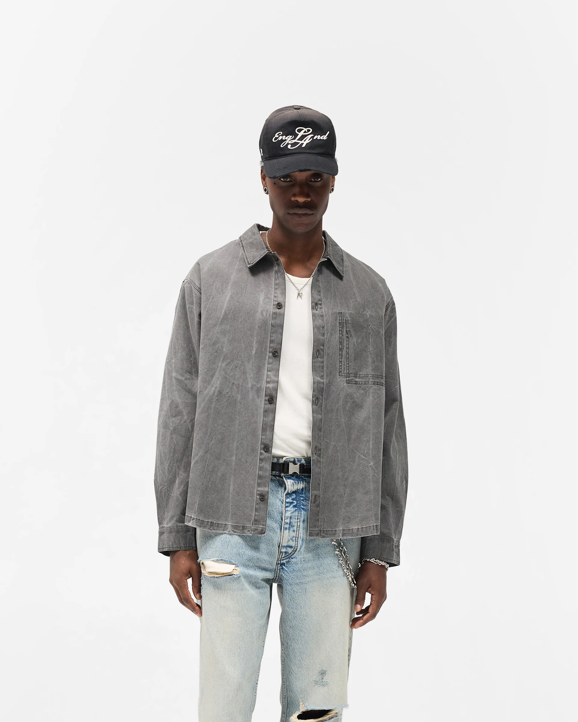 Washed Cotton Shirt - Jet Black - Image 4