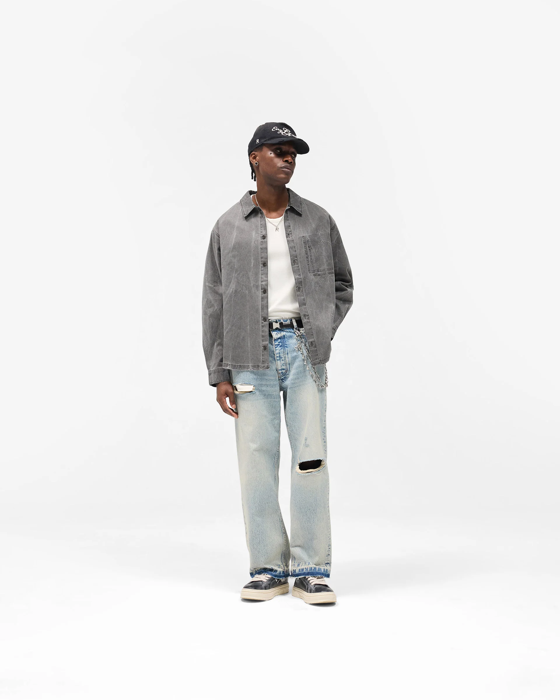 Washed Cotton Shirt - Jet Black - Image 7
