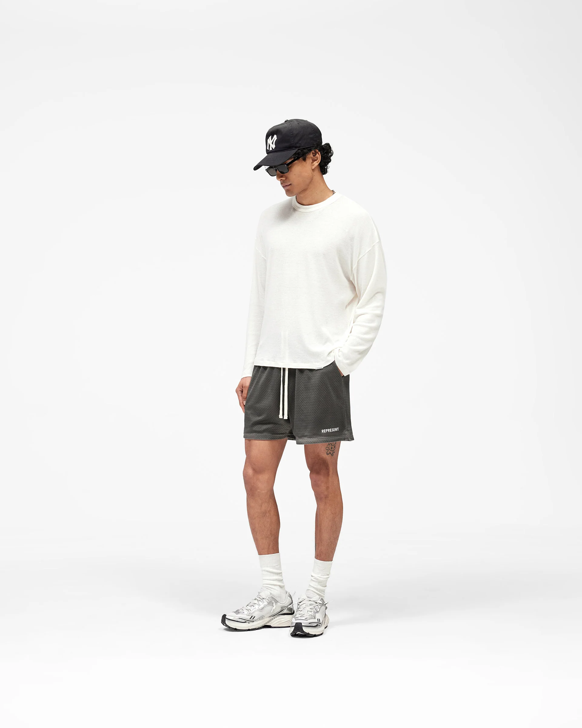 Washed Mesh Shorts - Vintage Grey - Image 9