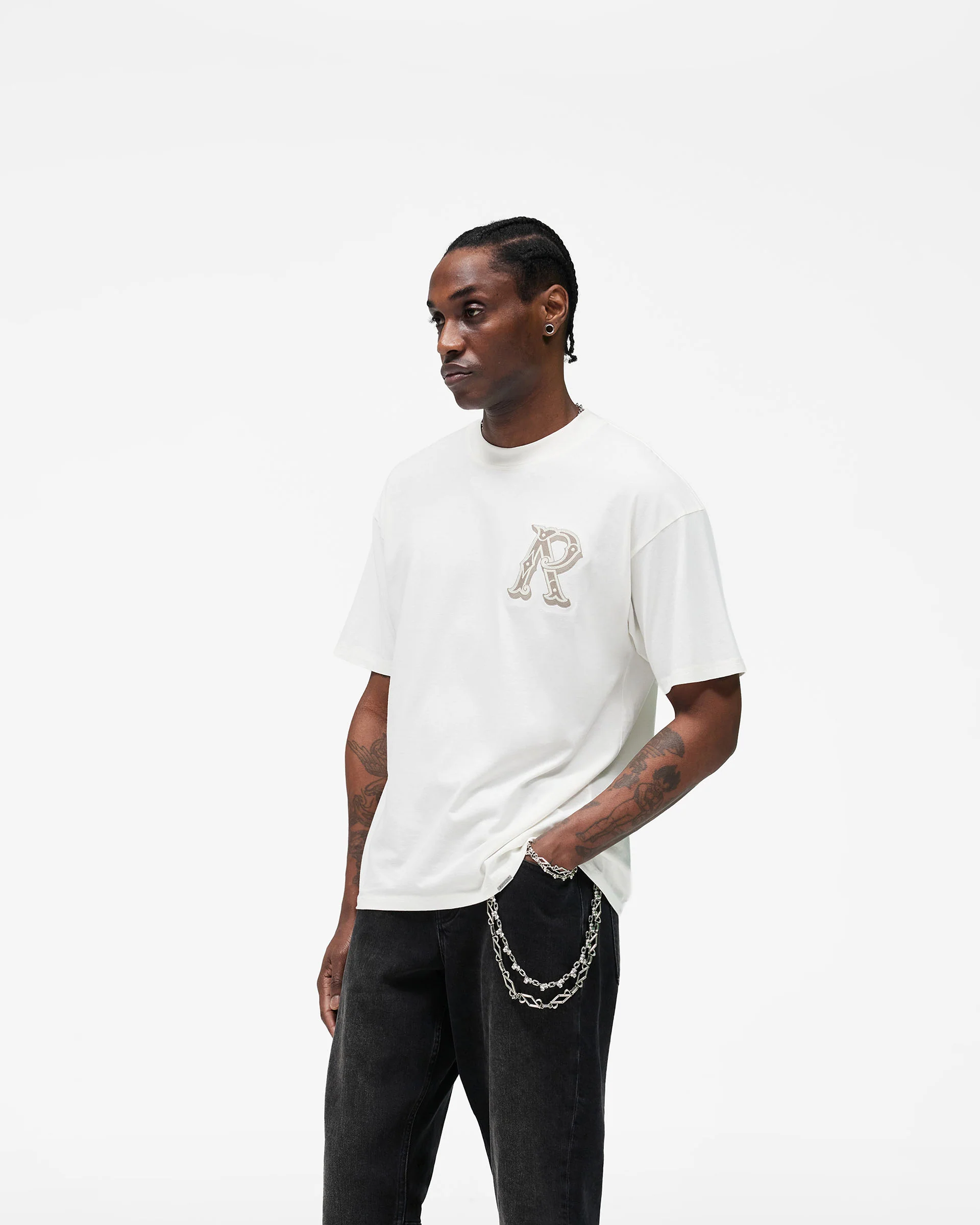 Western Initial T-Shirt - Flat White - Image 4