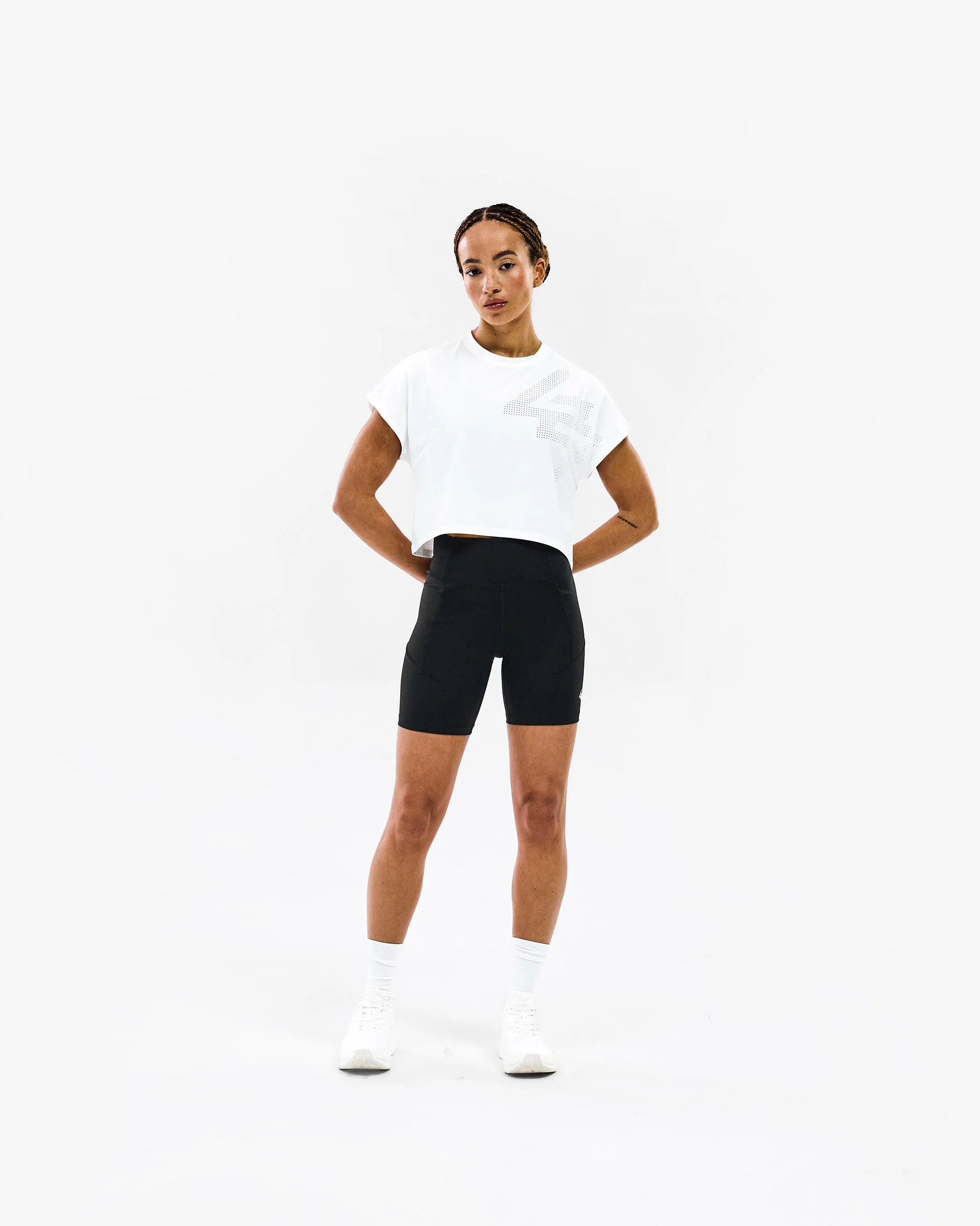 247 Perforated Cropped Training T-Shirt - White - Image 3