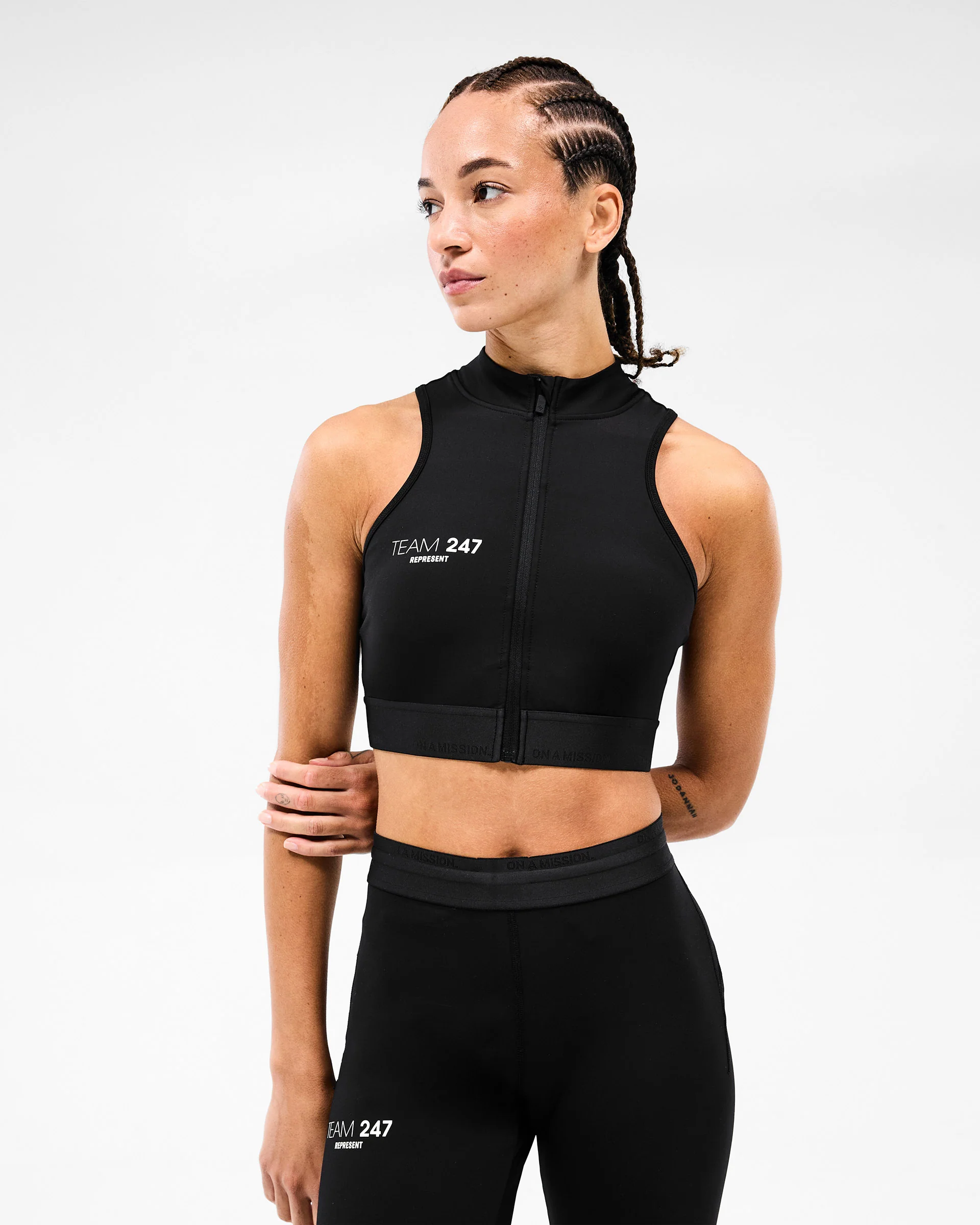 247 Zip Front Performance Crop - Black - Image 4