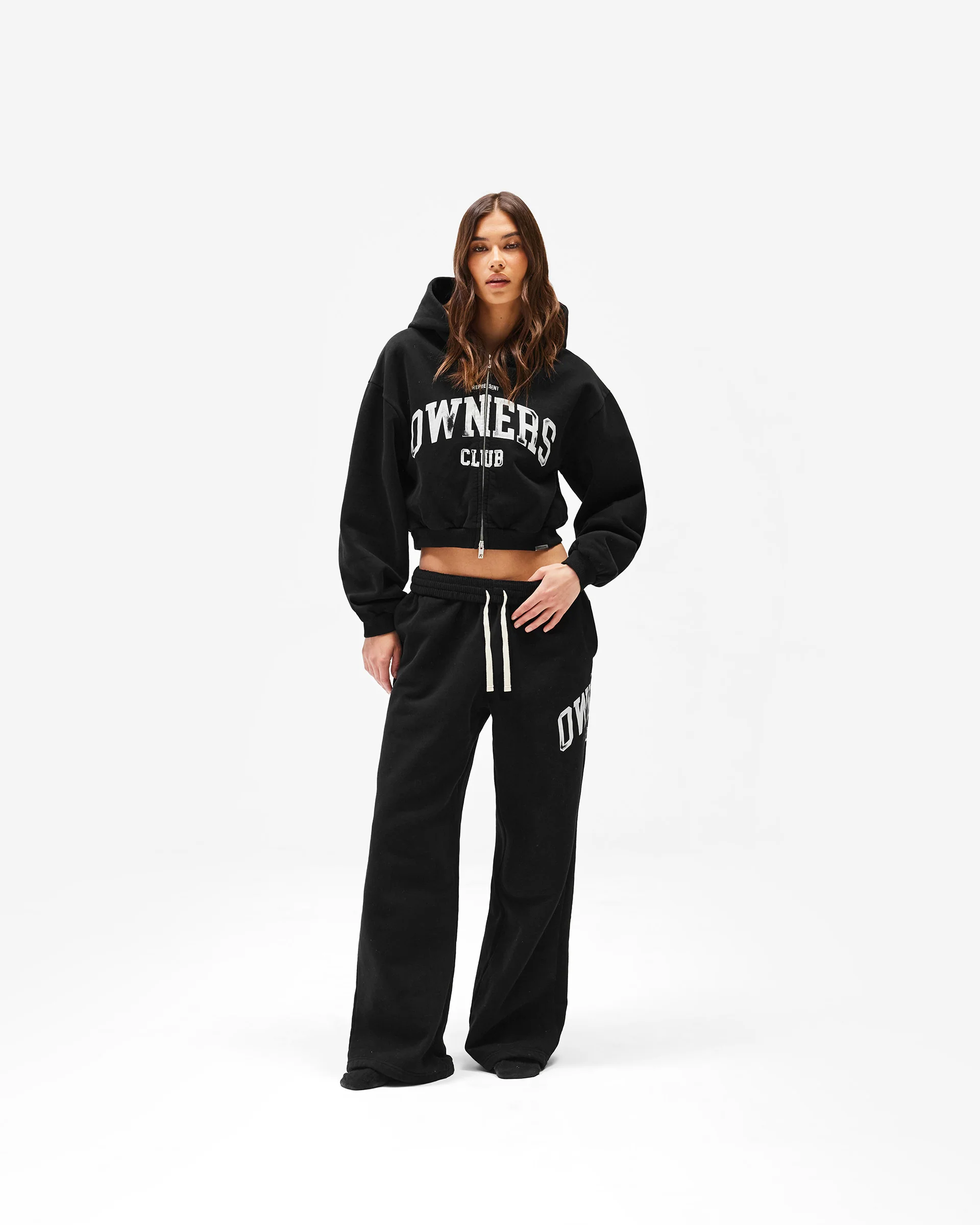 Represent Owners Club Zip Through Hoodie - Jet Black - Image 8