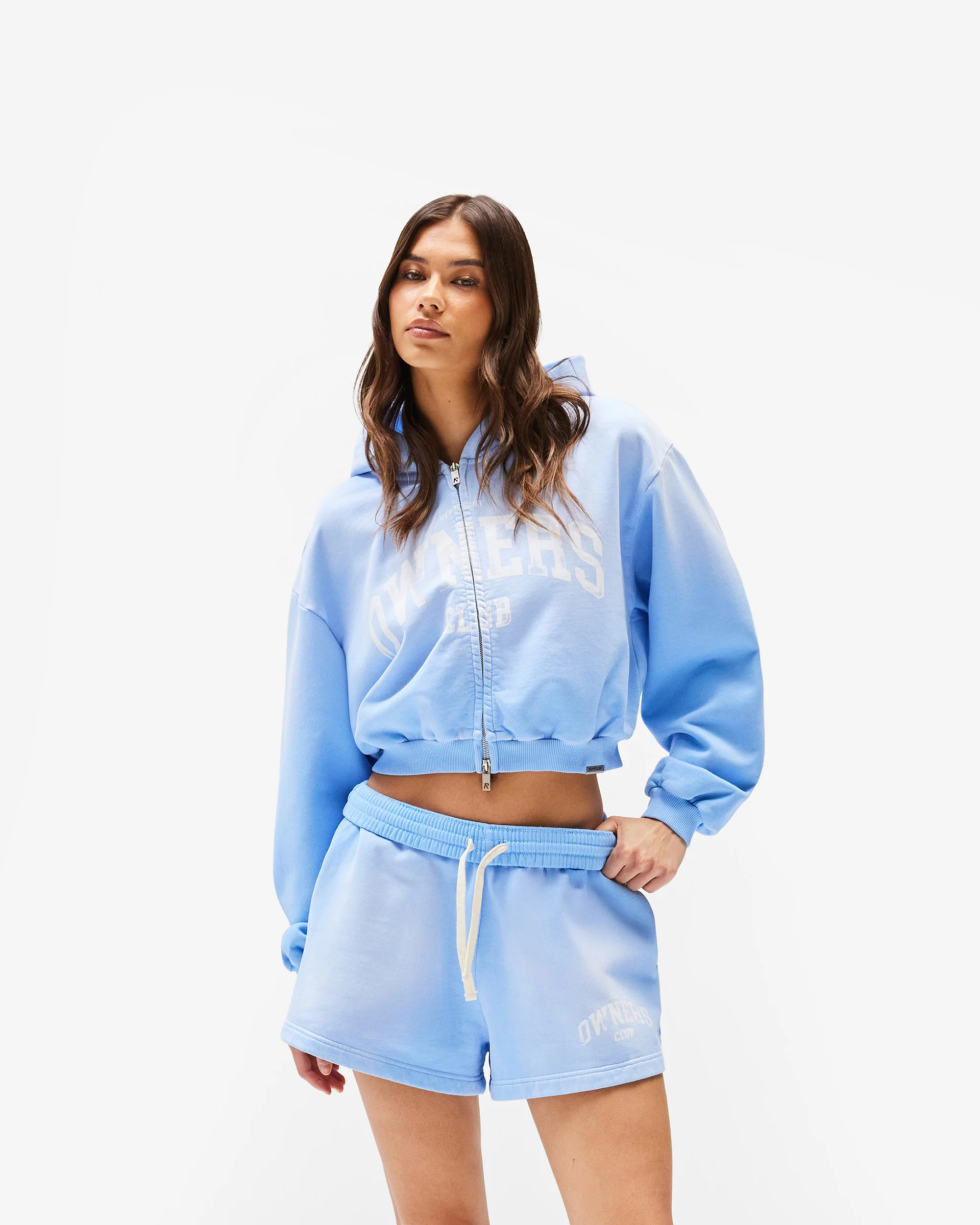 Represent Owners Club Zip Through Hoodie - Sky Blue - Image 2