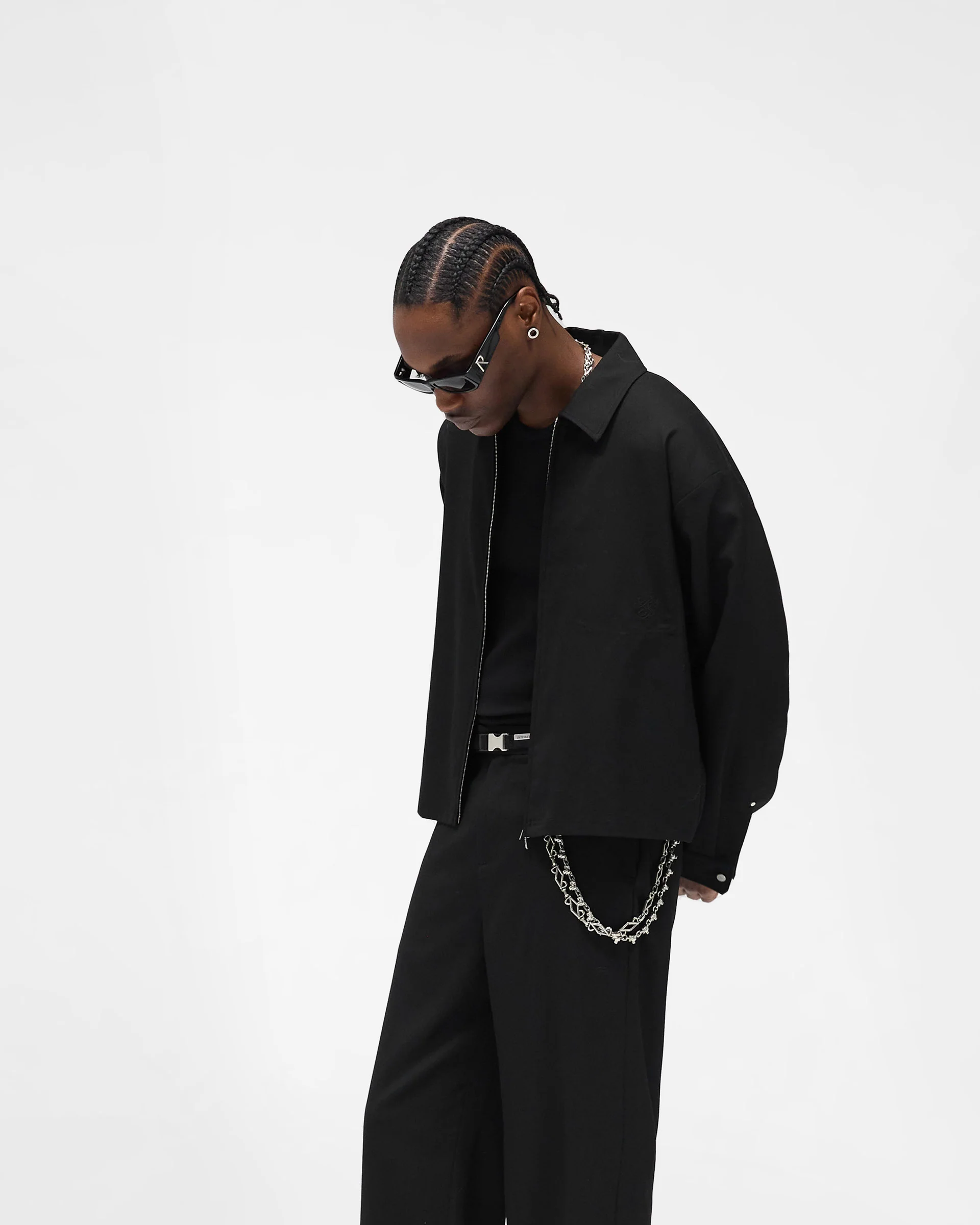 Zip Up Wool Overshirt - Jet Black - Image 4